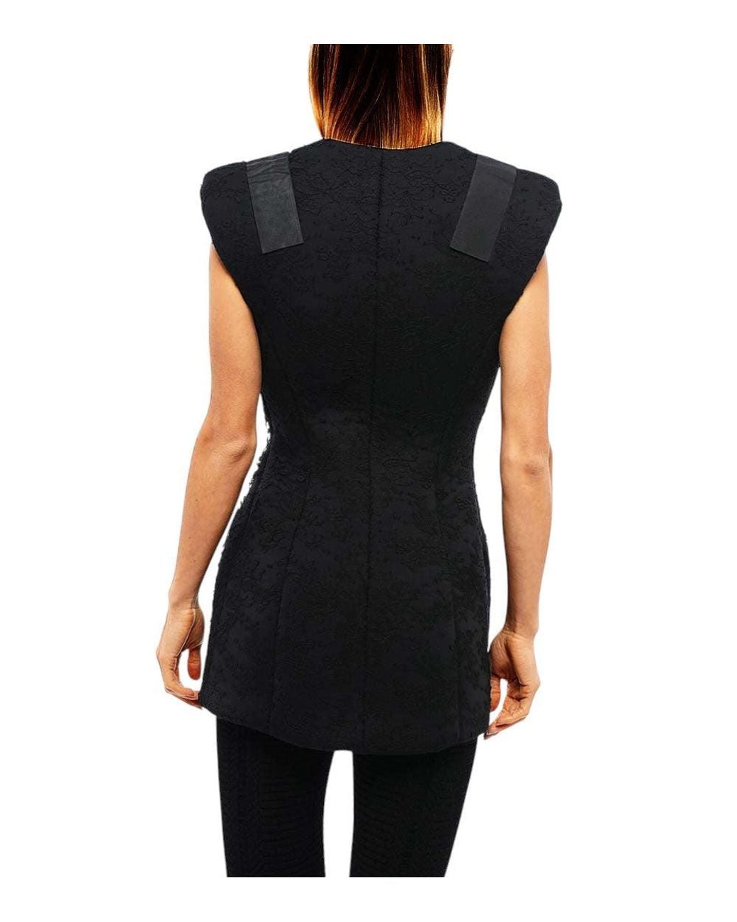 Balmain Black Lace V Neck Jacket