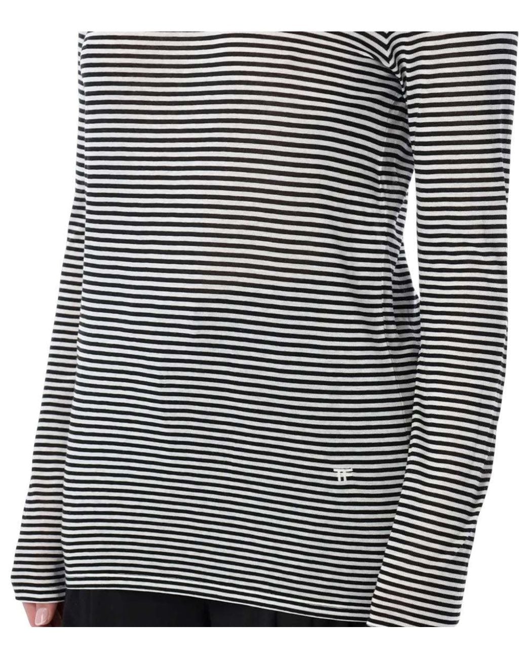 Tom Ford Blue Crew Neck Stripes T-Shirt
