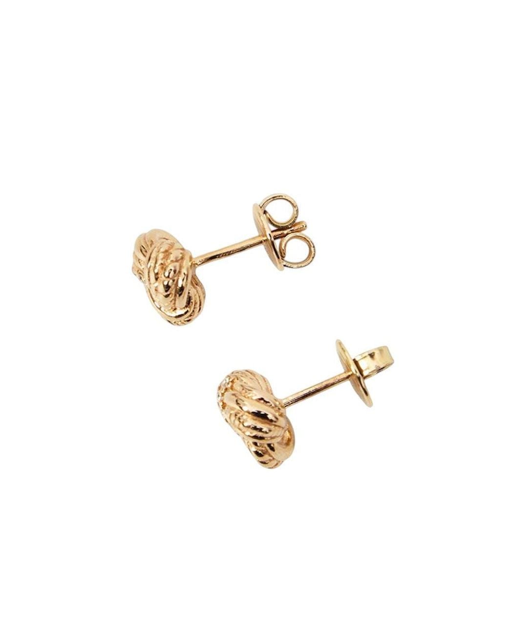 Bottega Veneta Metallic Golden Intreccio Stud Earrings