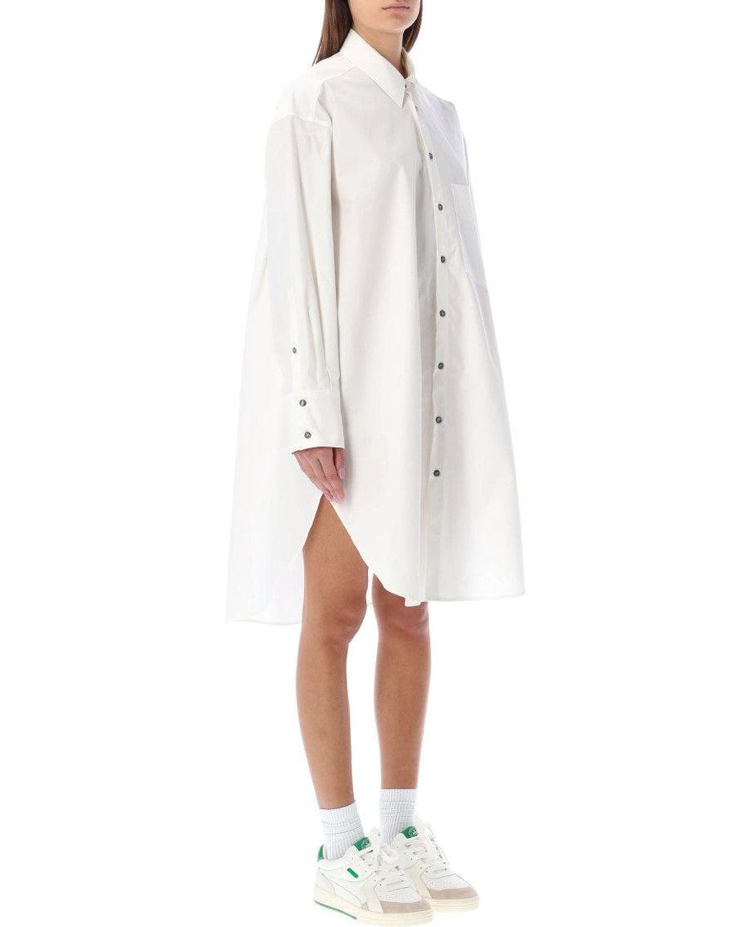 Palm Angels White Logo Shirt Collar Dress