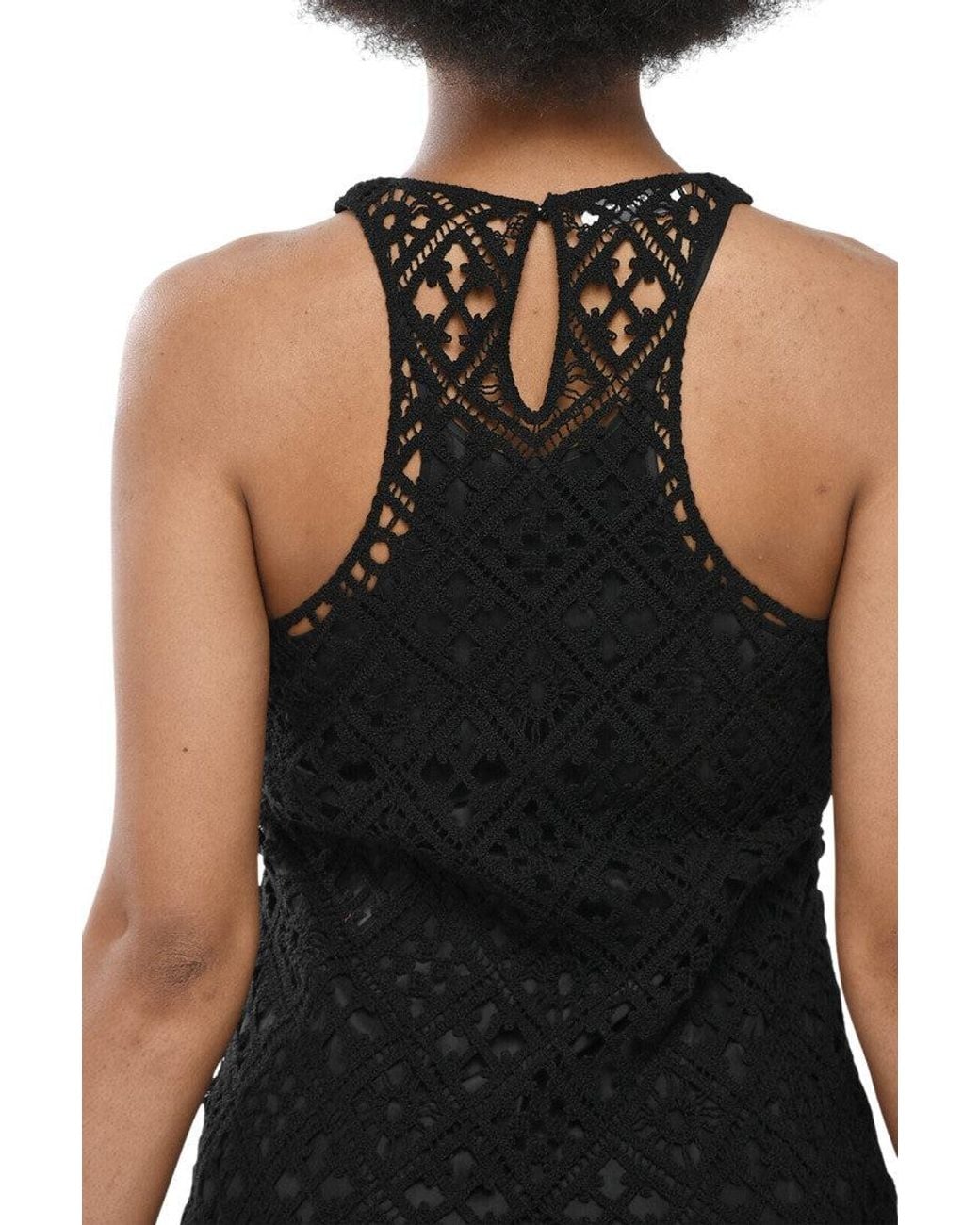 Off-White c/o Virgil Abloh Black Crochet Halter Neck Midi Dress