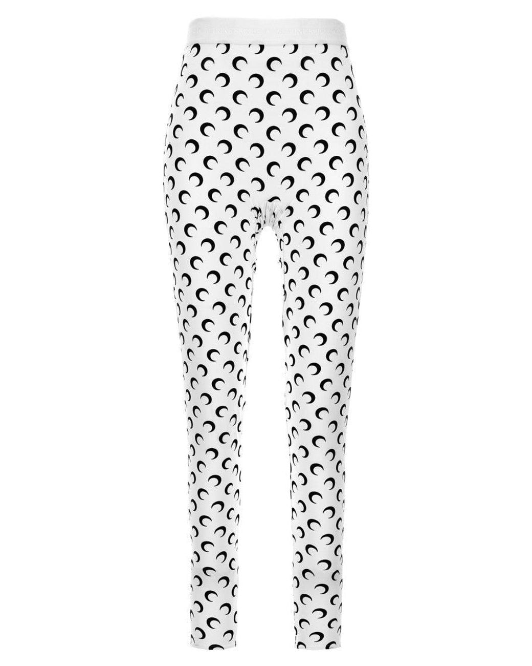 MARINE SERRE White Crescent Moon Print Leggings