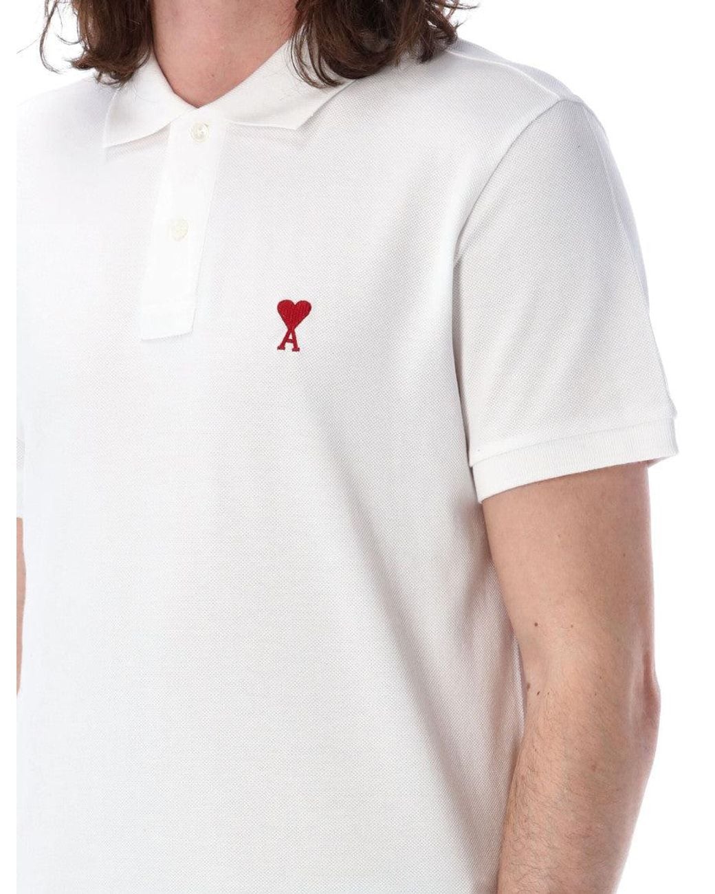 AMI White Ami De Coeur Polo Shirt for men