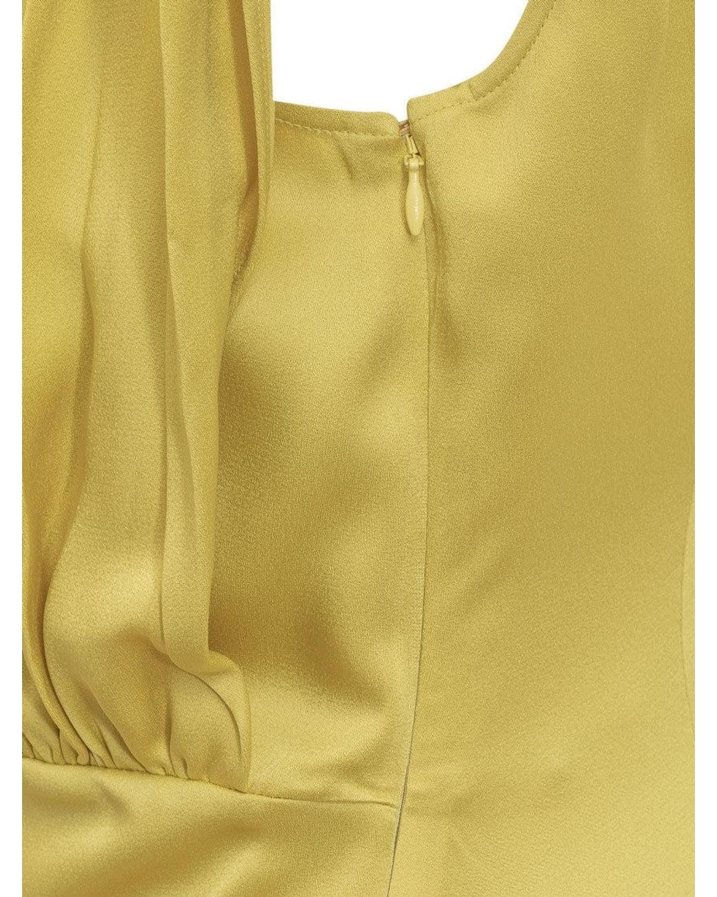 Jil Sander Yellow Round Neck Midi Dress