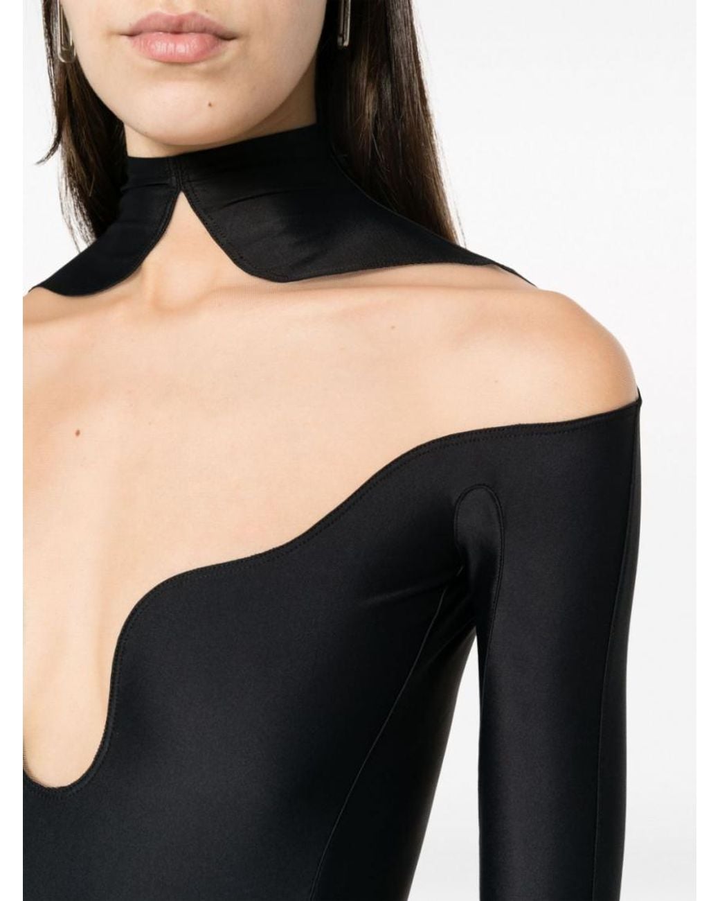 Mugler Black Eco Sport Lycra Bodysuit