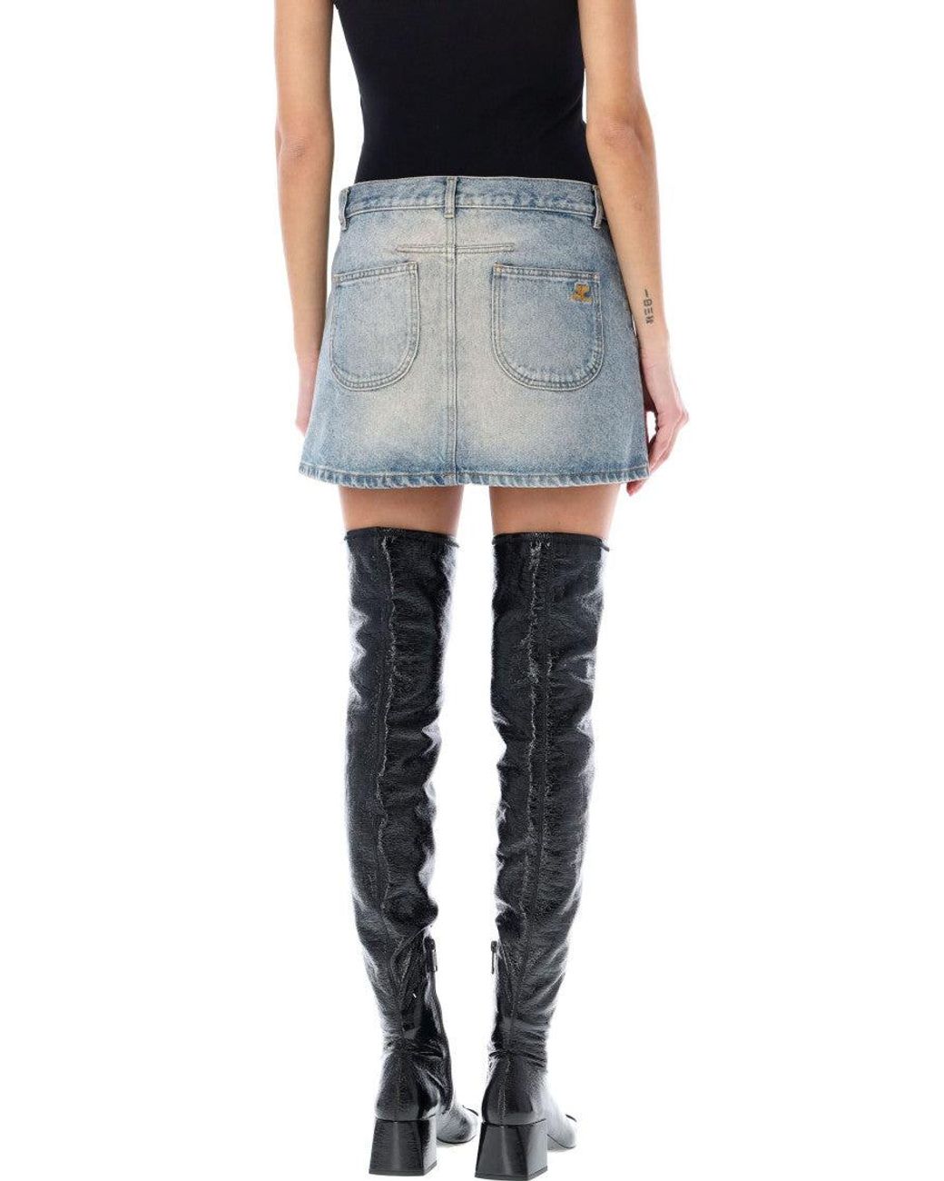 Courreges Blue Denim Mini Skirt