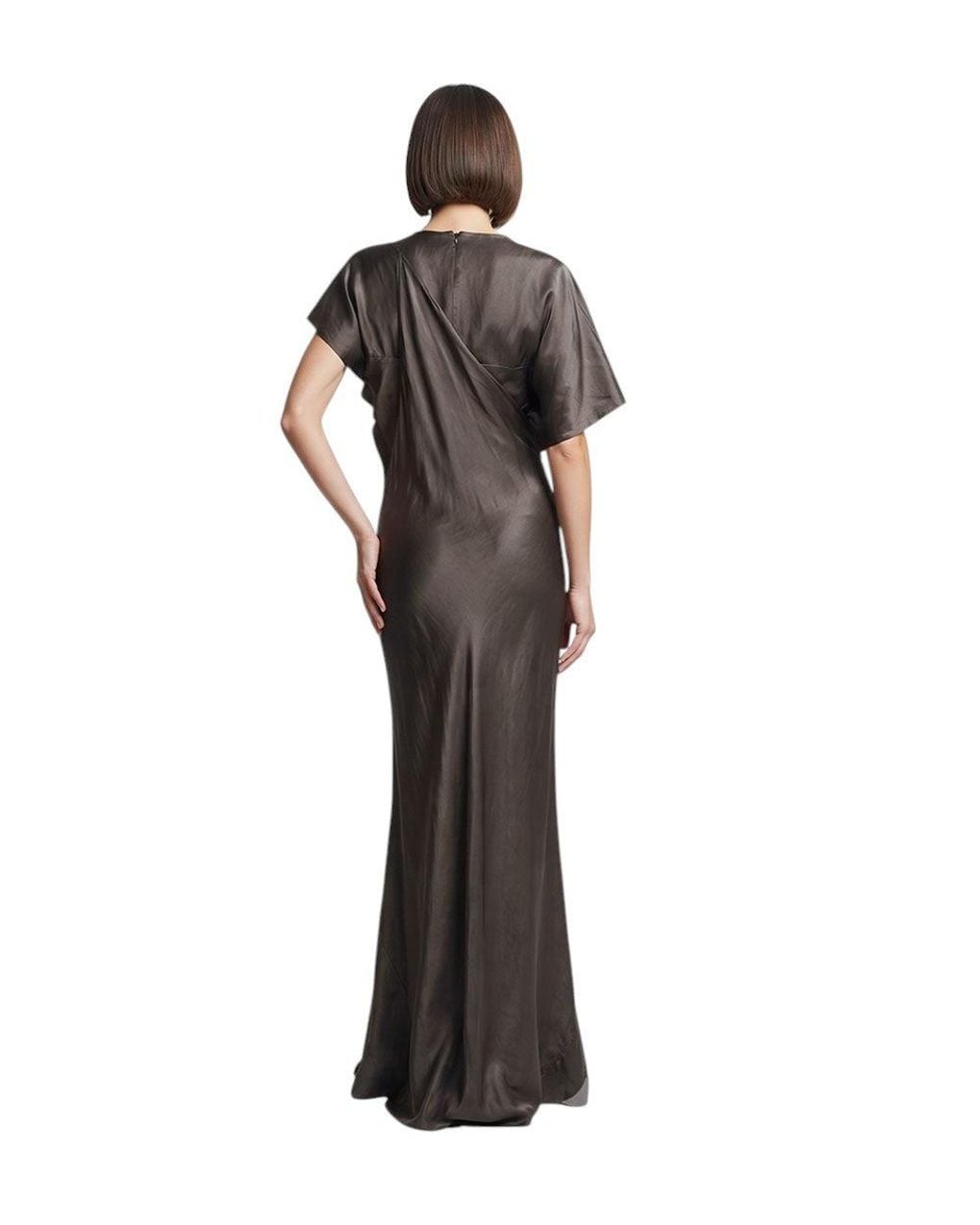 Rick Owens Brown Cowl Neck Maxi Dress