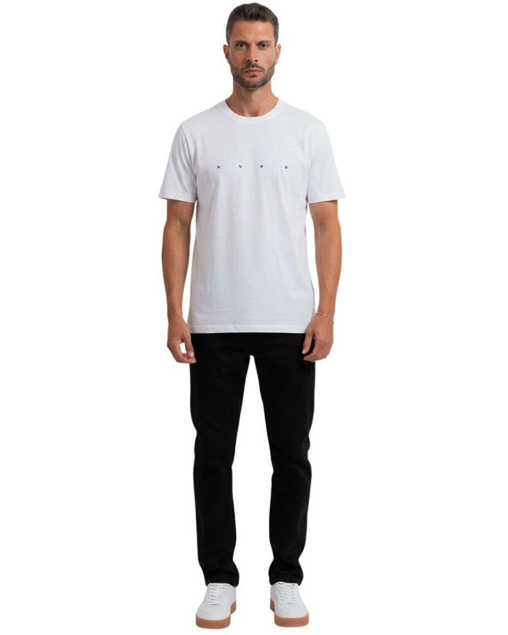 HUGO White Logo Crew Neck T-Shirt for men