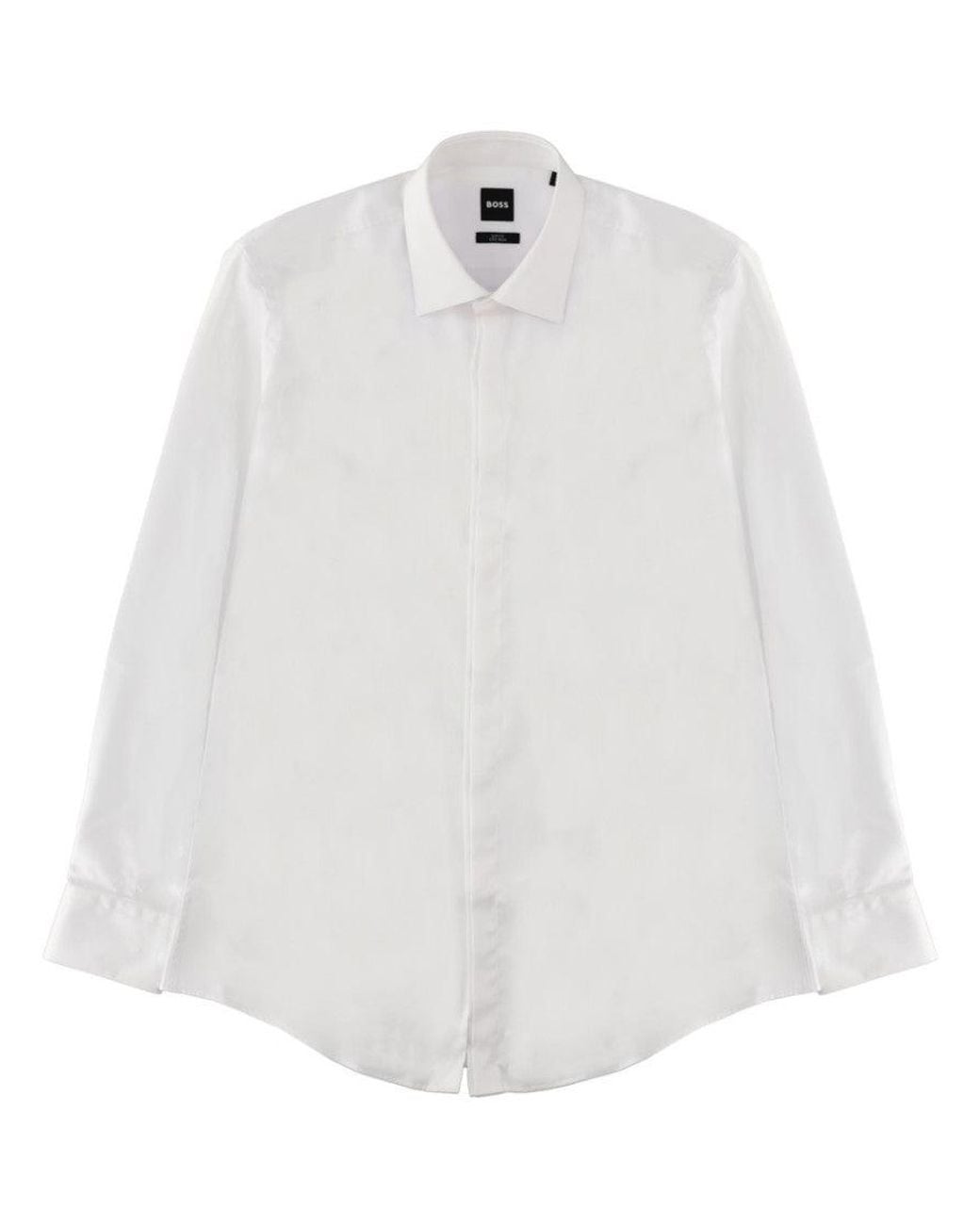 Boss White Regular Solid Shirt for men
