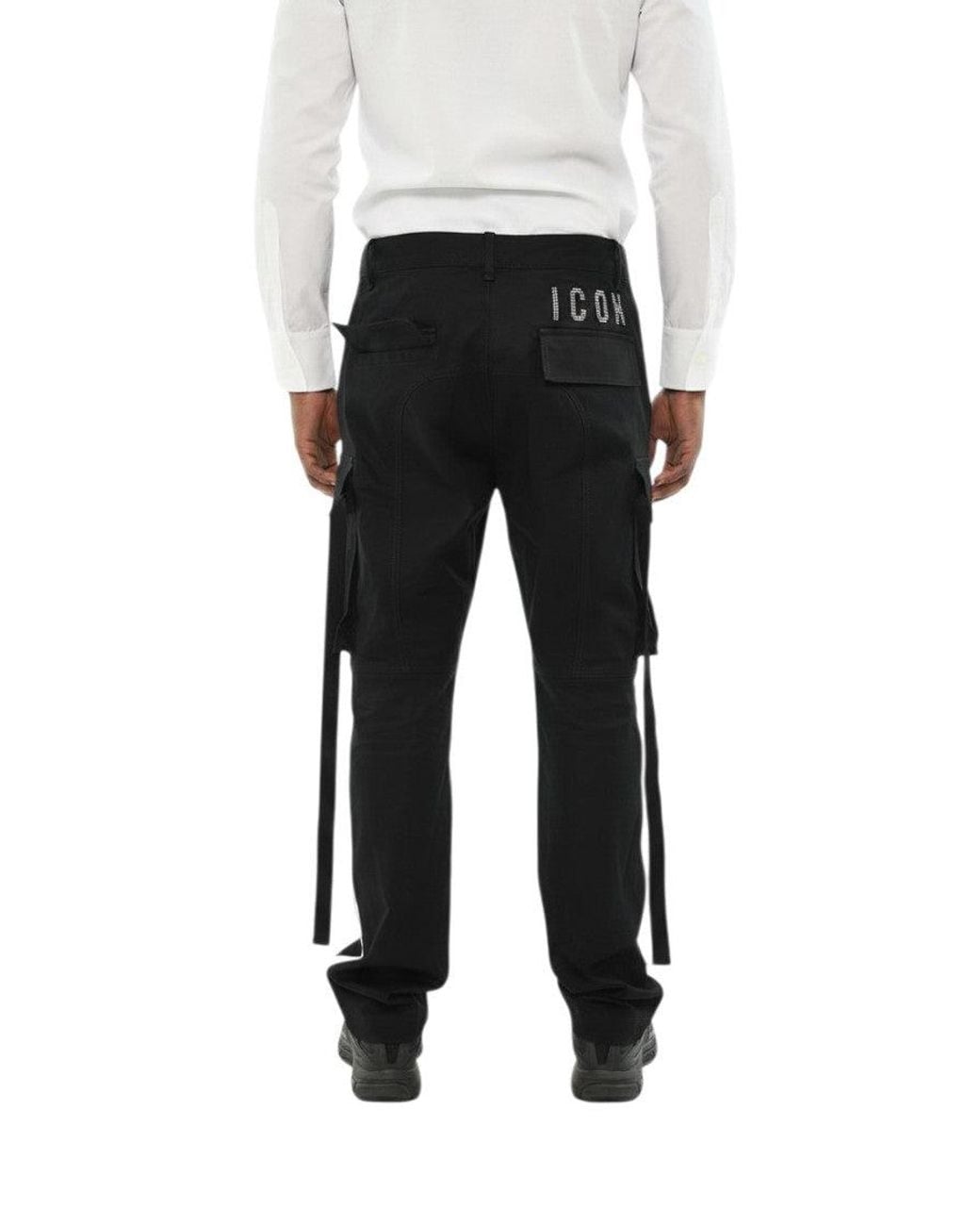 DSquared² Black Solid Cargo Trousers for men