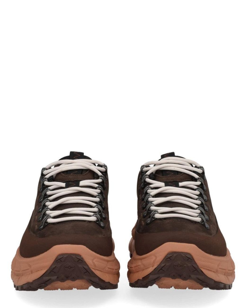 Hoka One One Brown Solid Lace Up Sneakers for men