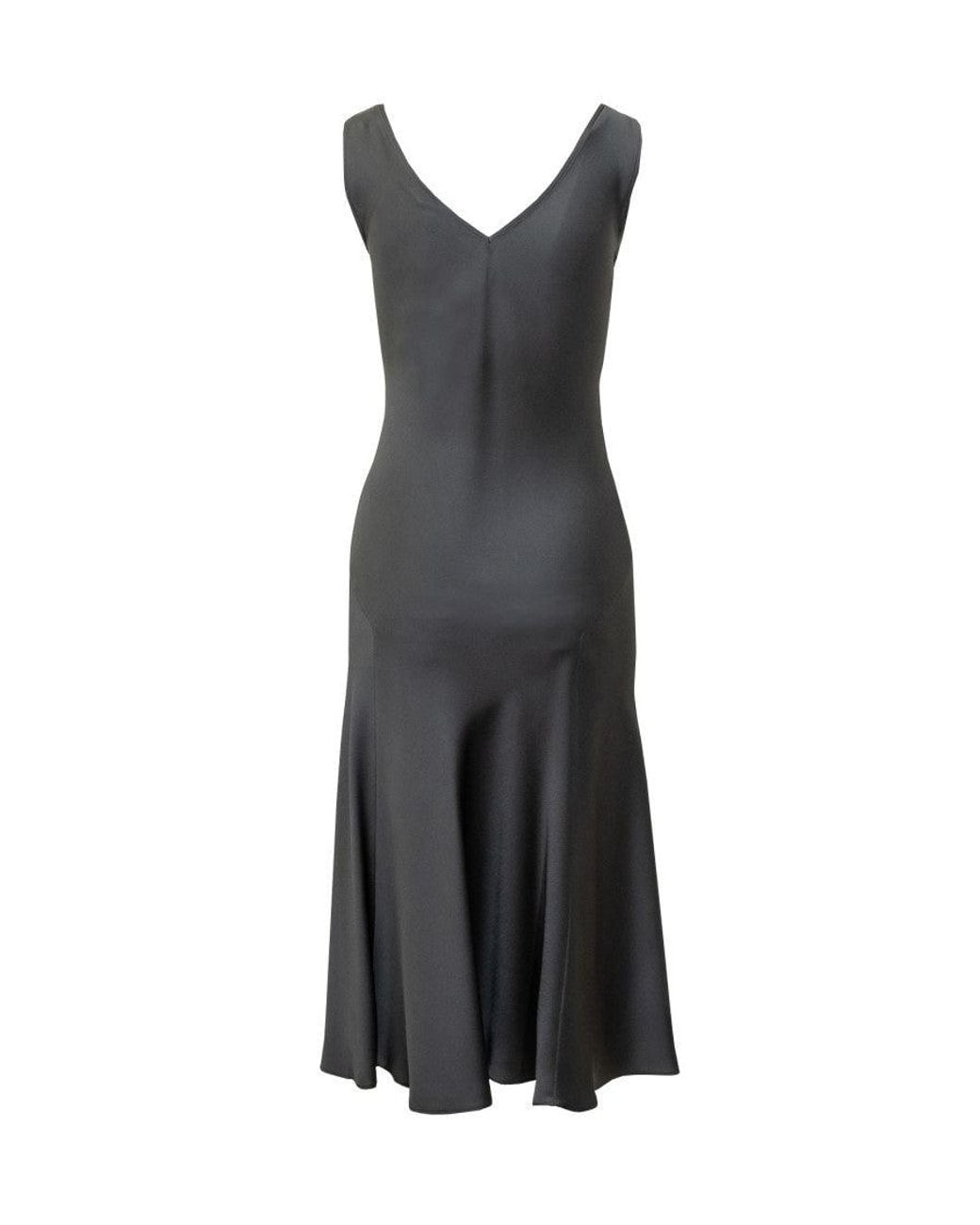 Max Mara Black Solid V Neck Maxi Dress