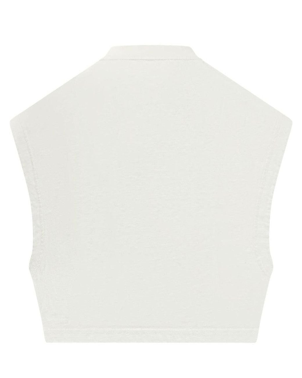 Palm Angels White Graphic Round Neck Top