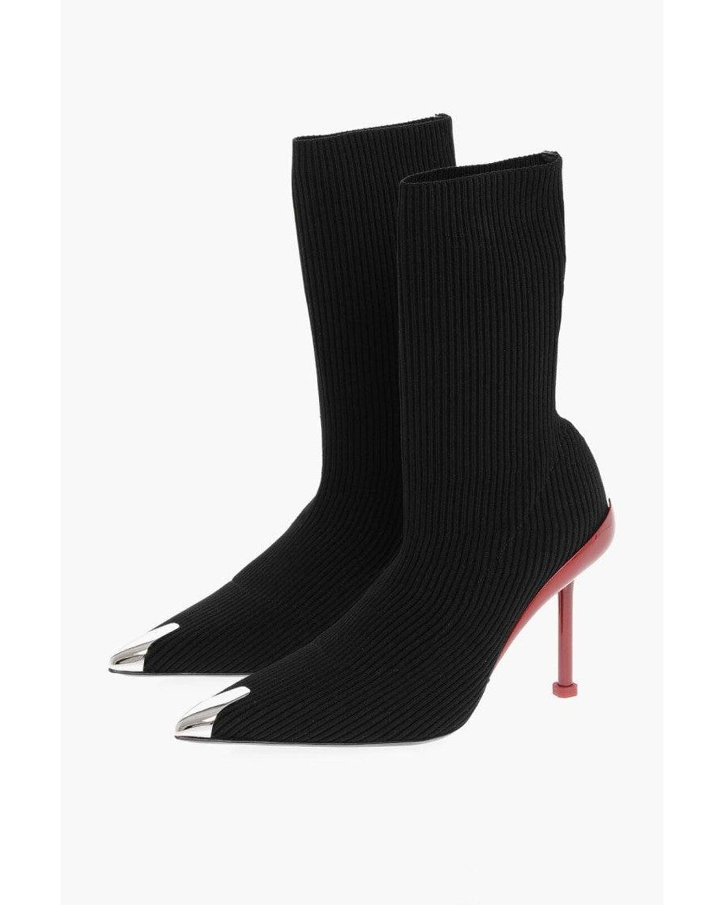 McQueen Black Sock Ankle Boots