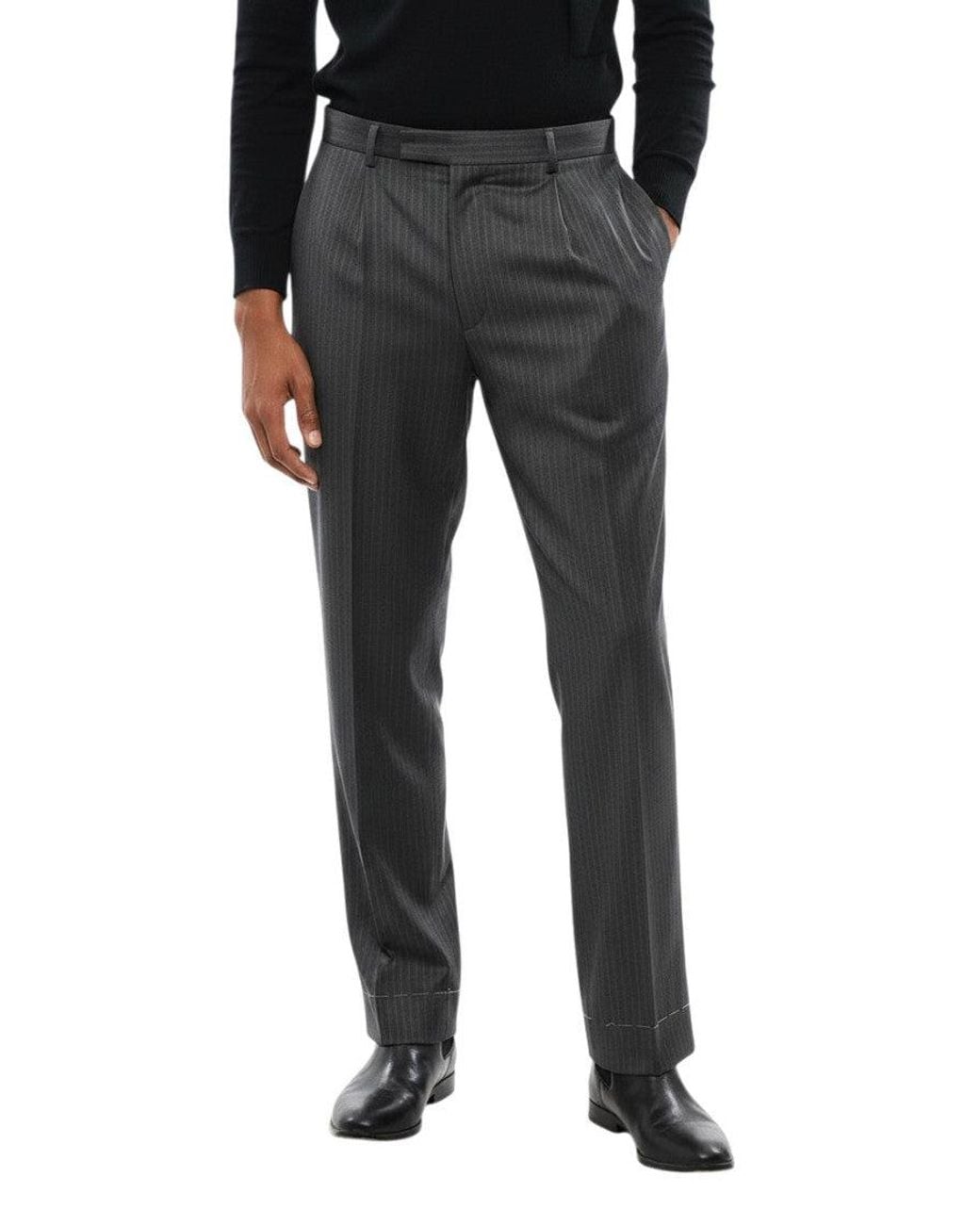 Corneliani Black Stripes Tailored Trousers for men