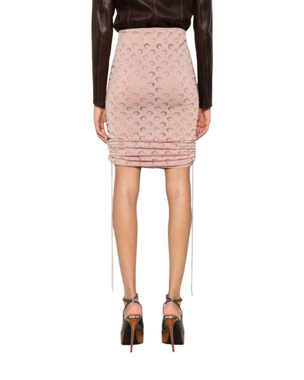 MARINE SERRE Pink Logo Midi Skirt
