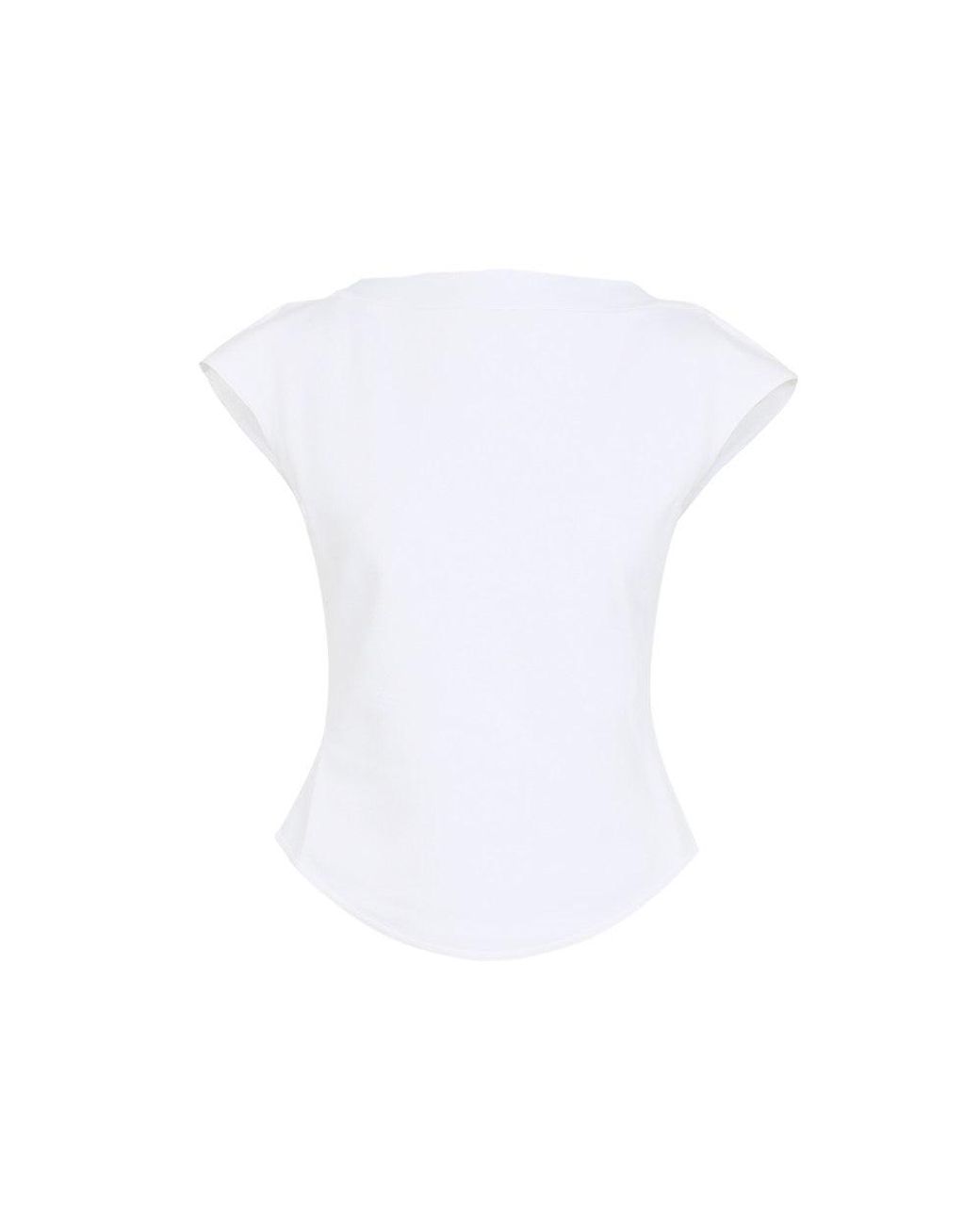 Alaïa White Boat-Neckline T-Shirt