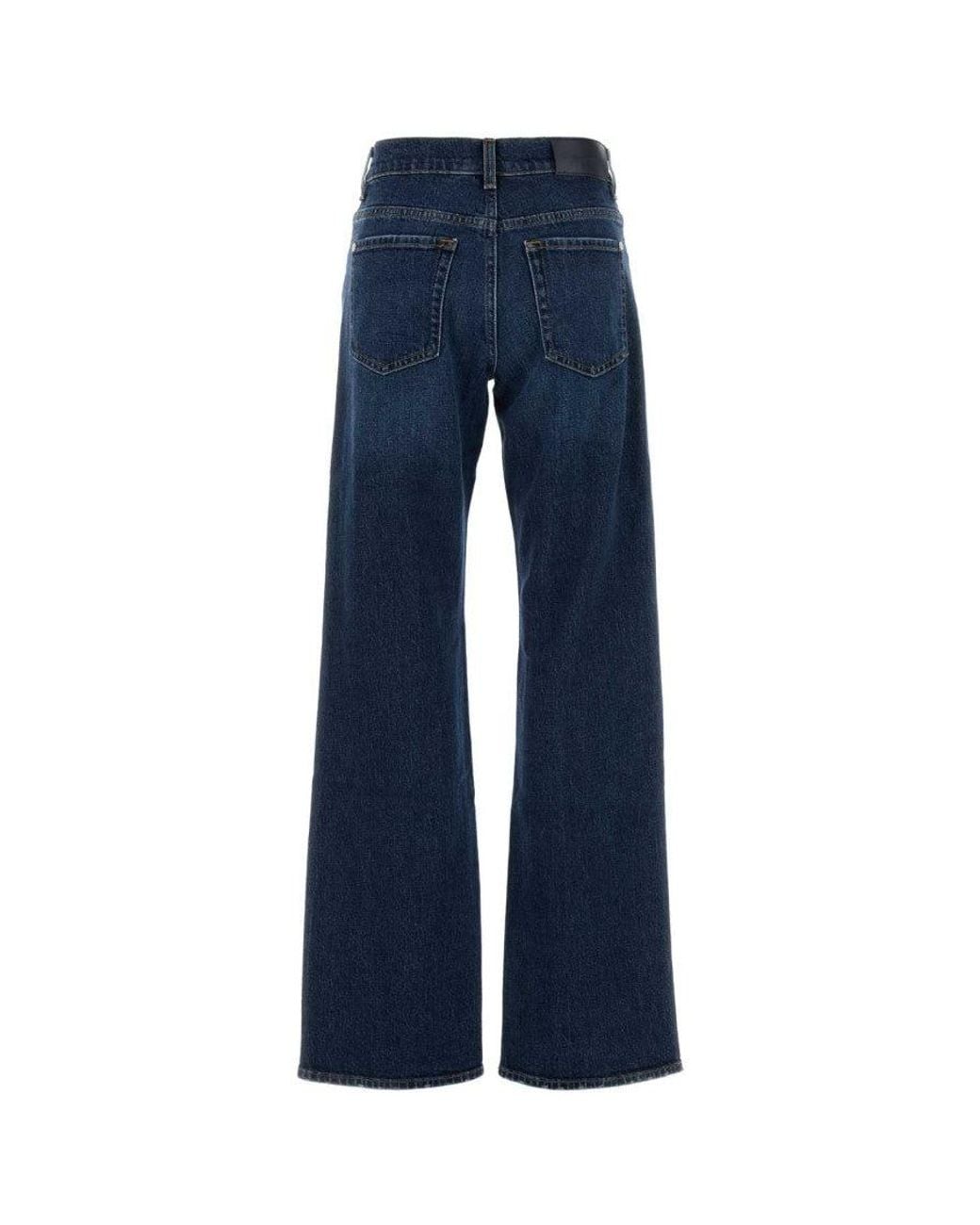 7 For All Mankind Blue Flared High Rise Jeans