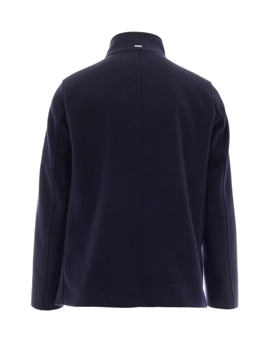 Herno Blue High Neck Double-Breasted Coat for men