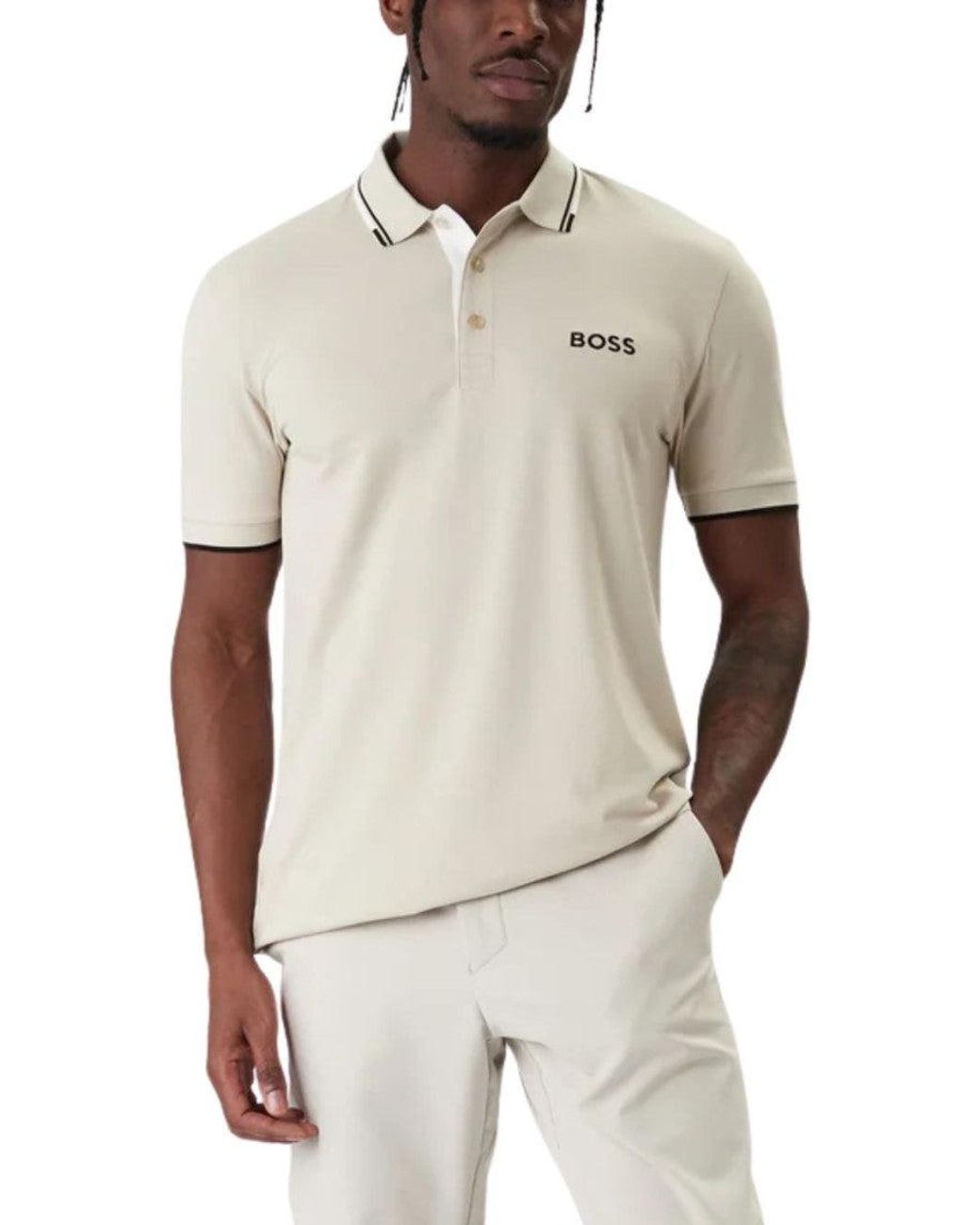 Boss Natural Logo Shirt Collar Polo for men