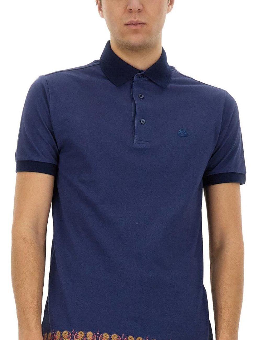 Etro Blue Shirt Collar Polo for men
