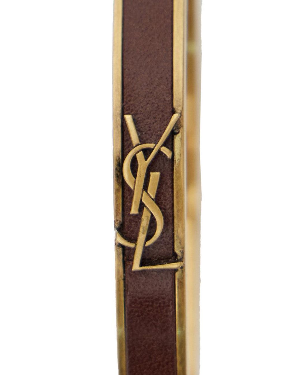 Saint Laurent Metallic Ysl Leather Bracelet
