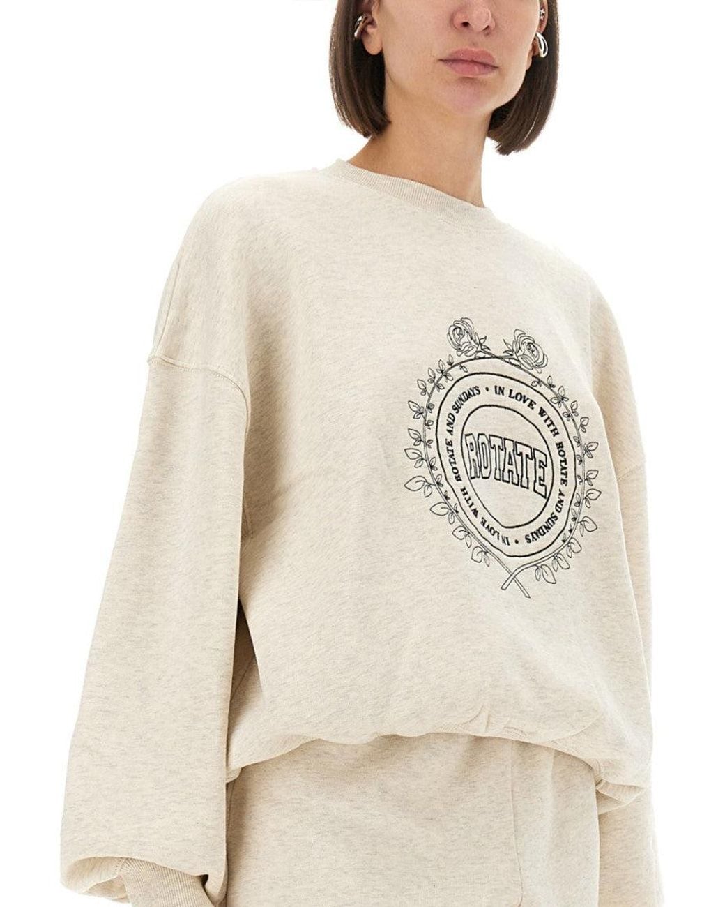 ROTATE BIRGER CHRISTENSEN White Graphic Crew Neck Sweatshirt