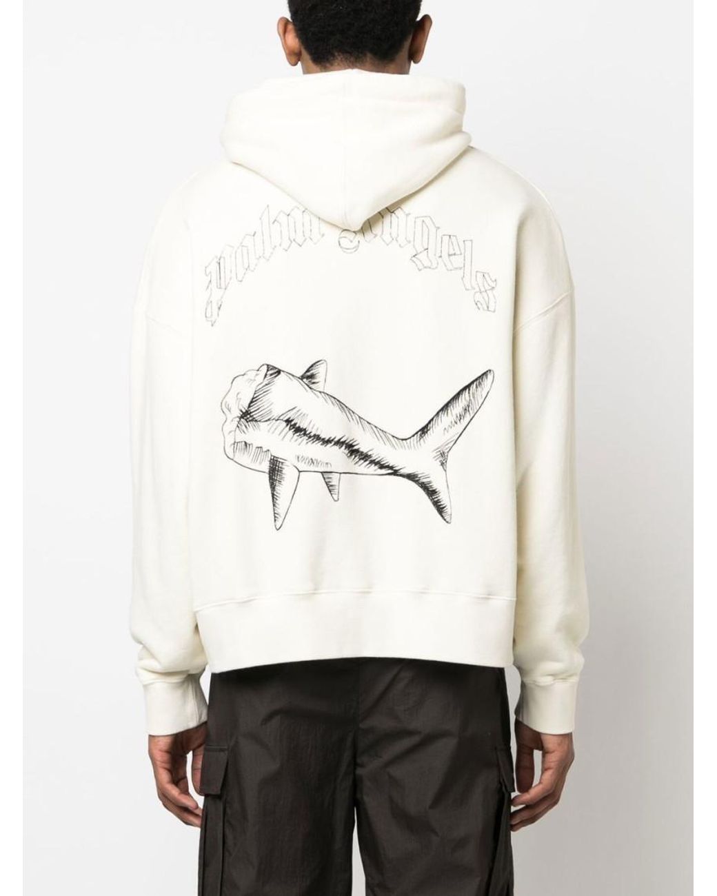Palm Angels Natural Split Shark Hoodie for men