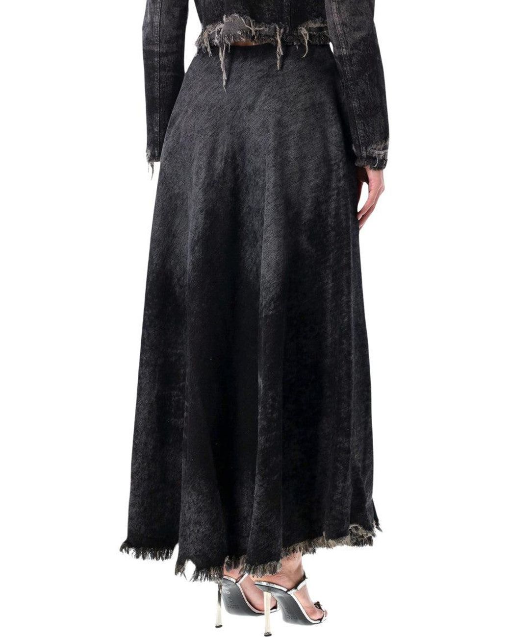 DIESEL Black Solid Maxi Skirt