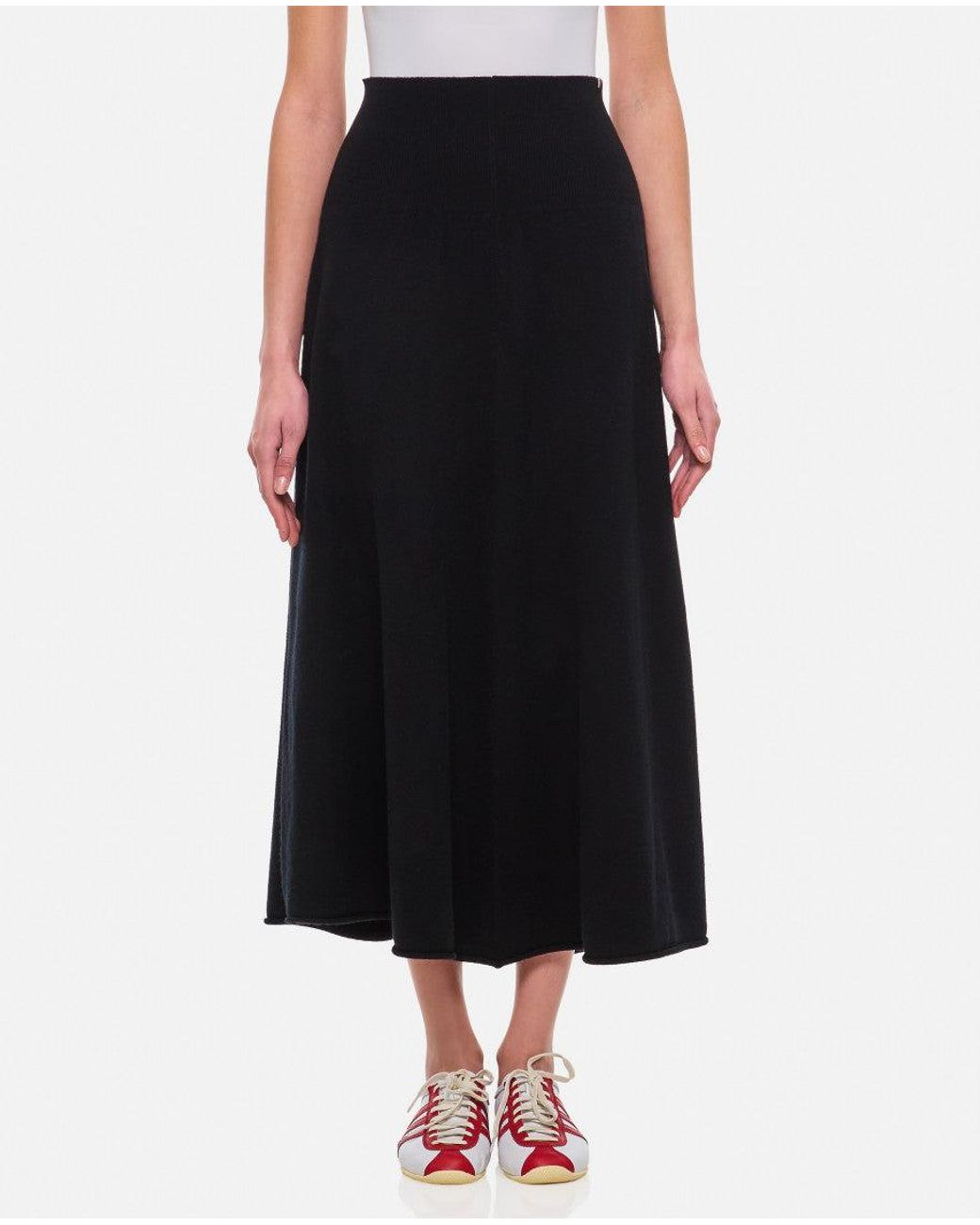 Extreme Cashmere Black Solid Midi Skirt
