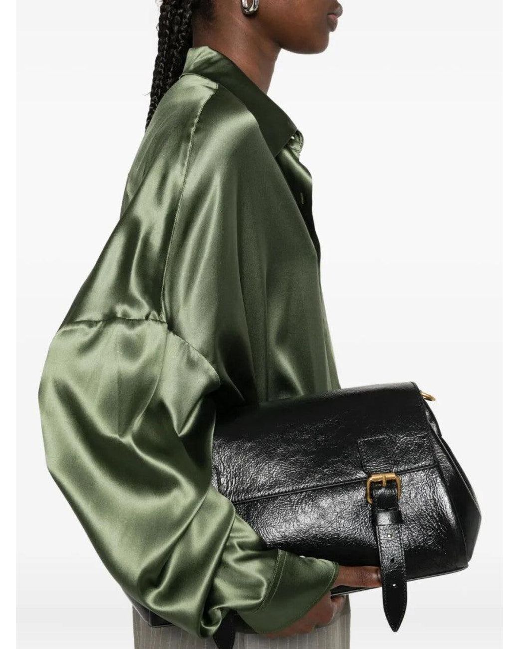 Dries Van Noten Green Casia Oversized Silk-Satin Shirt