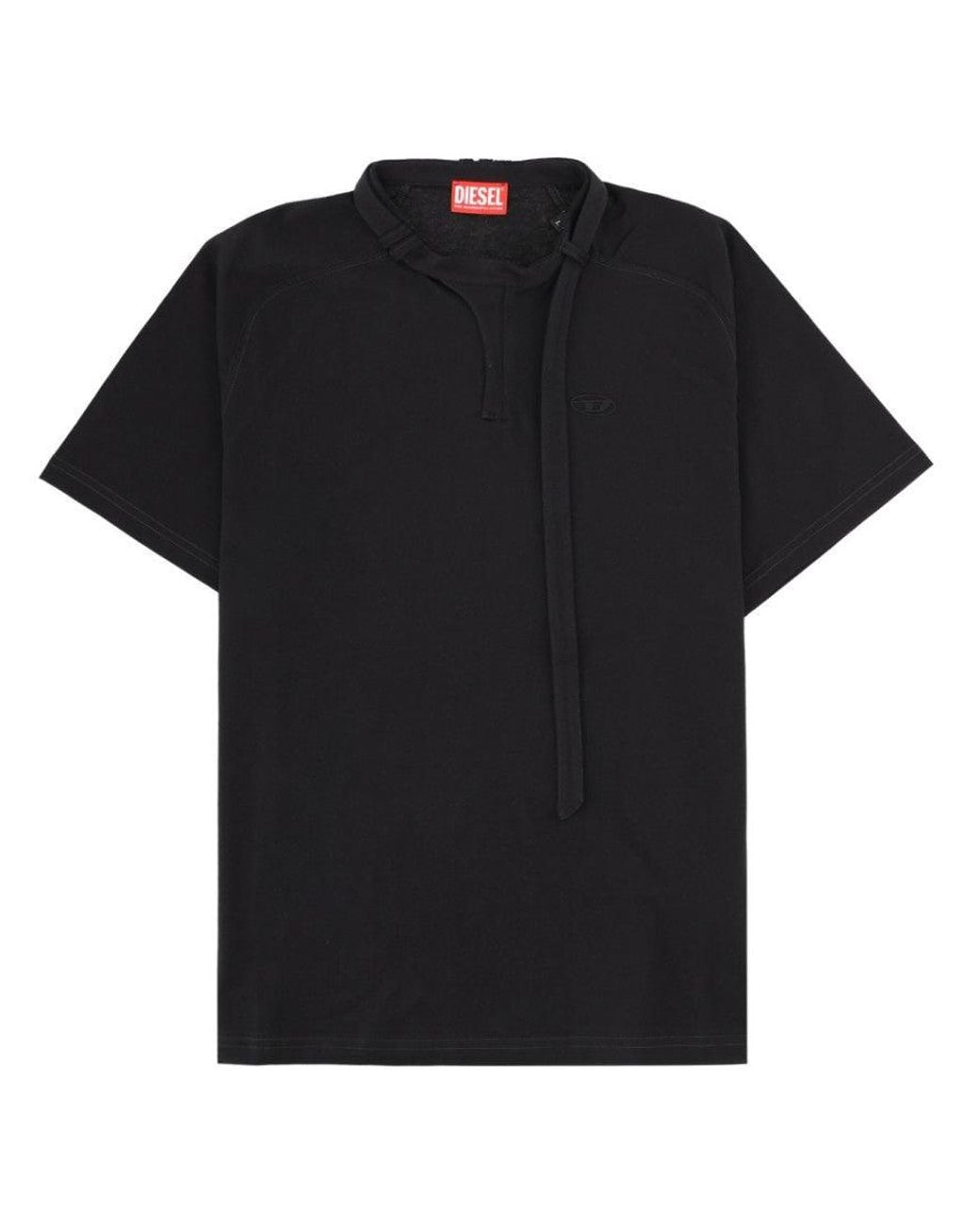 DIESEL Black Solid Crew Neck T-Shirt for men