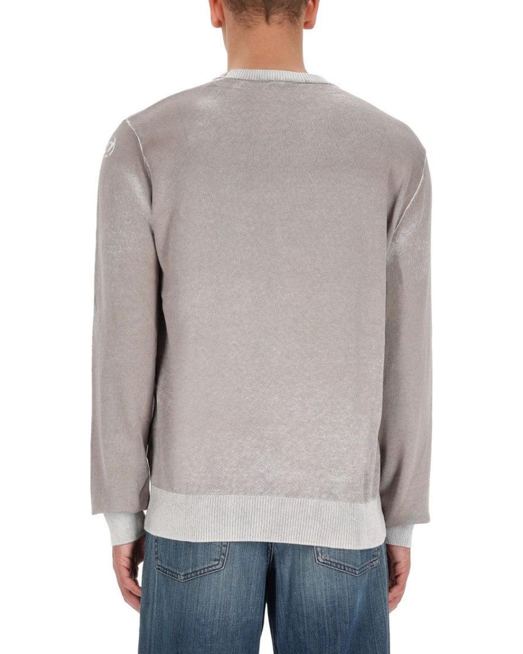 DIESEL Gray Crew Neck Sweaters for men