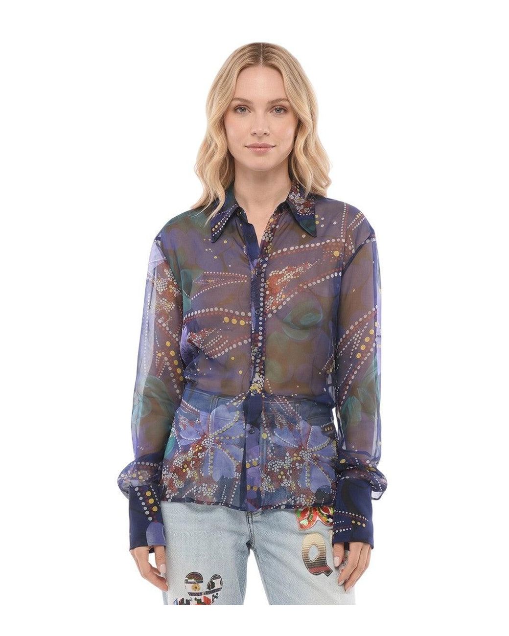 DSquared² Blue Regular Printed Shirt