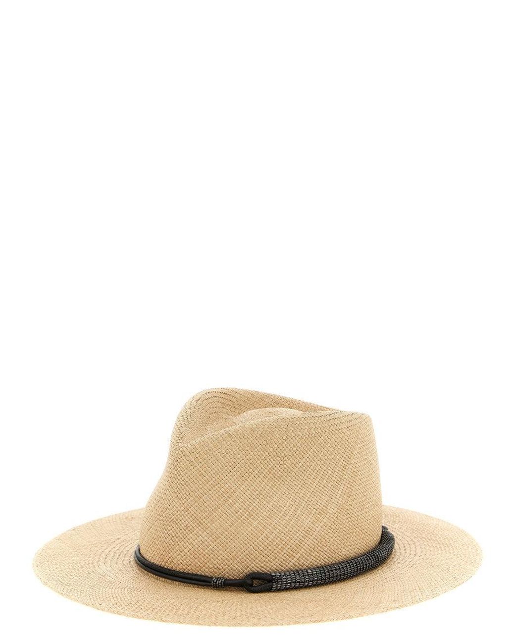 Brunello Cucinelli Natural Woven Raffia Fedora