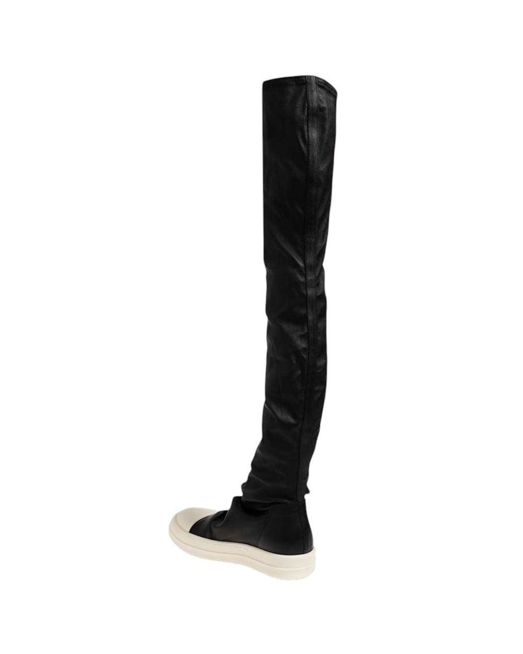 Rick Owens Black Leather Over-The-Knee Boots
