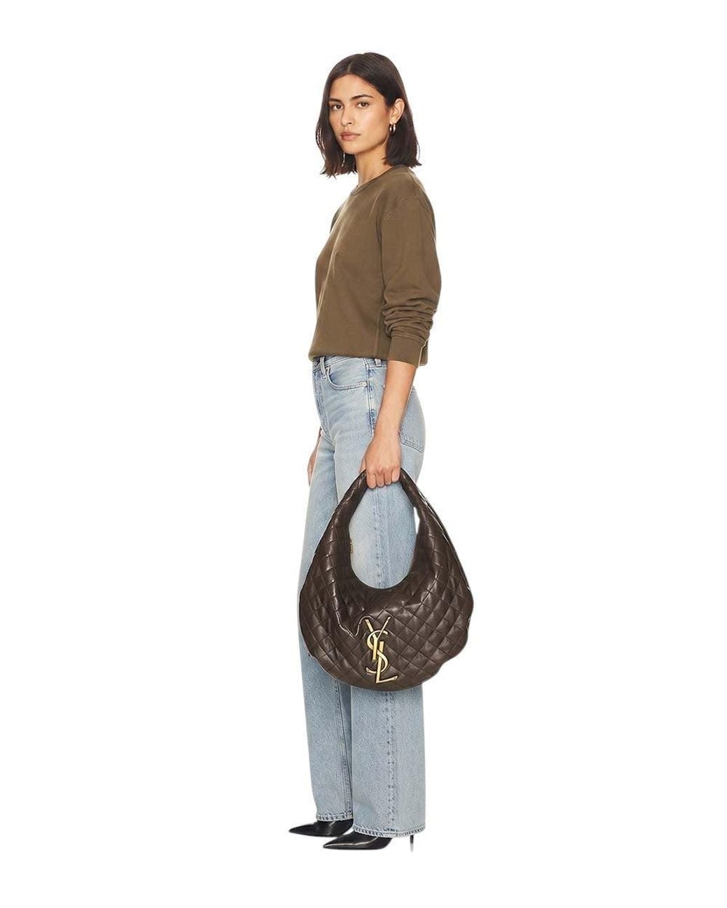 Saint Laurent Black Icare Large Hobo