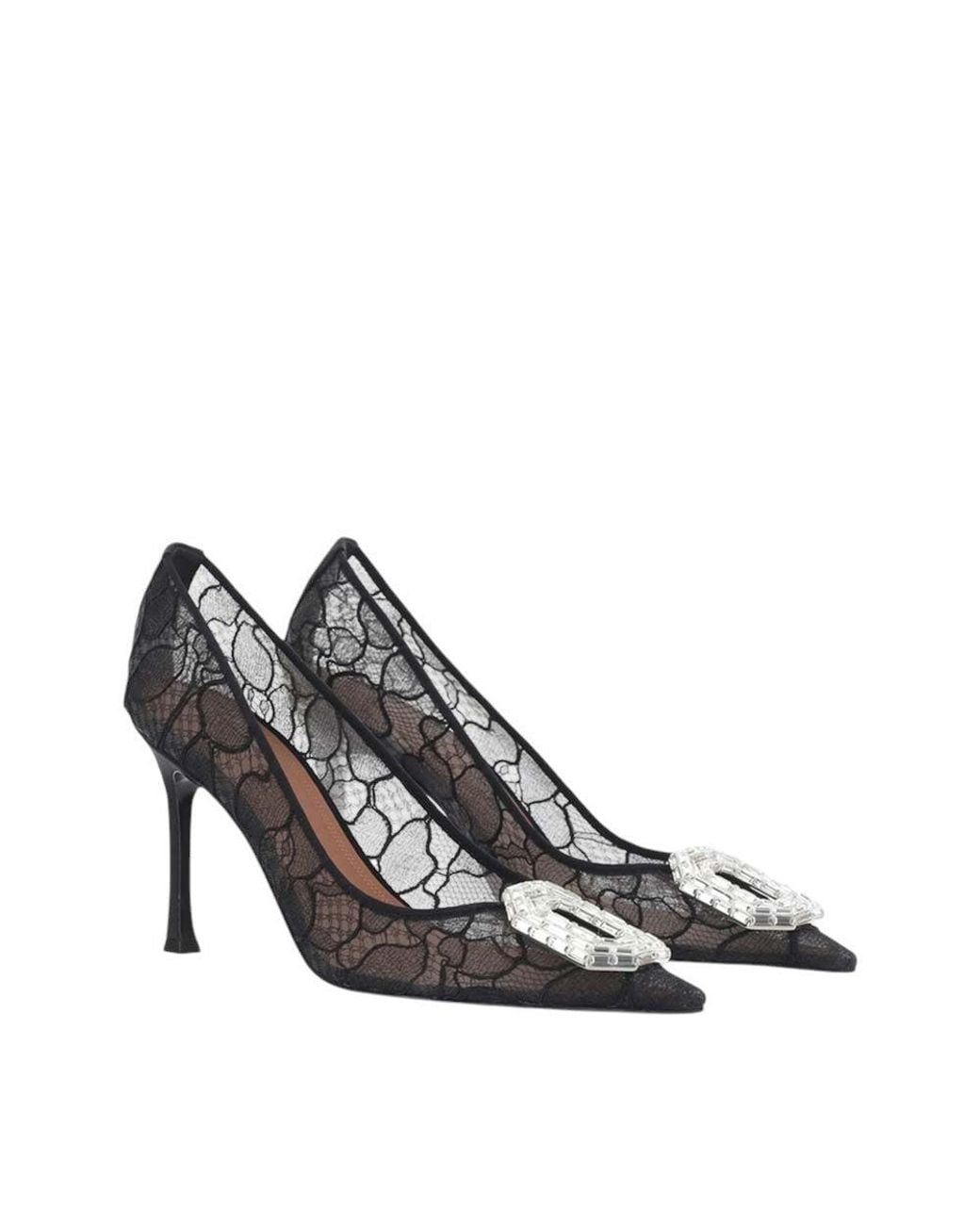 AMINA MUADDI White Lace Camelia Pumps