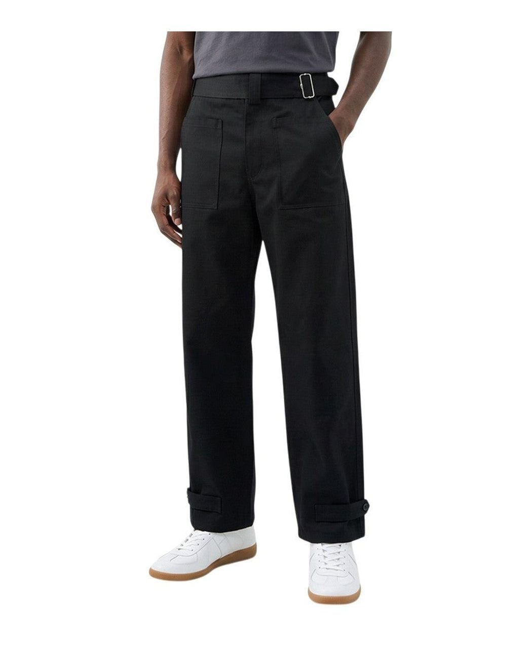McQueen Black Straight Cargo Pants for men