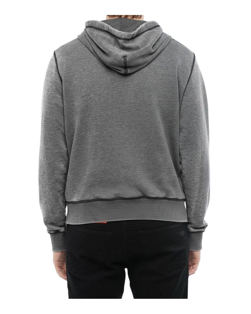DIESEL Gray Regular Logo Hoodie for men