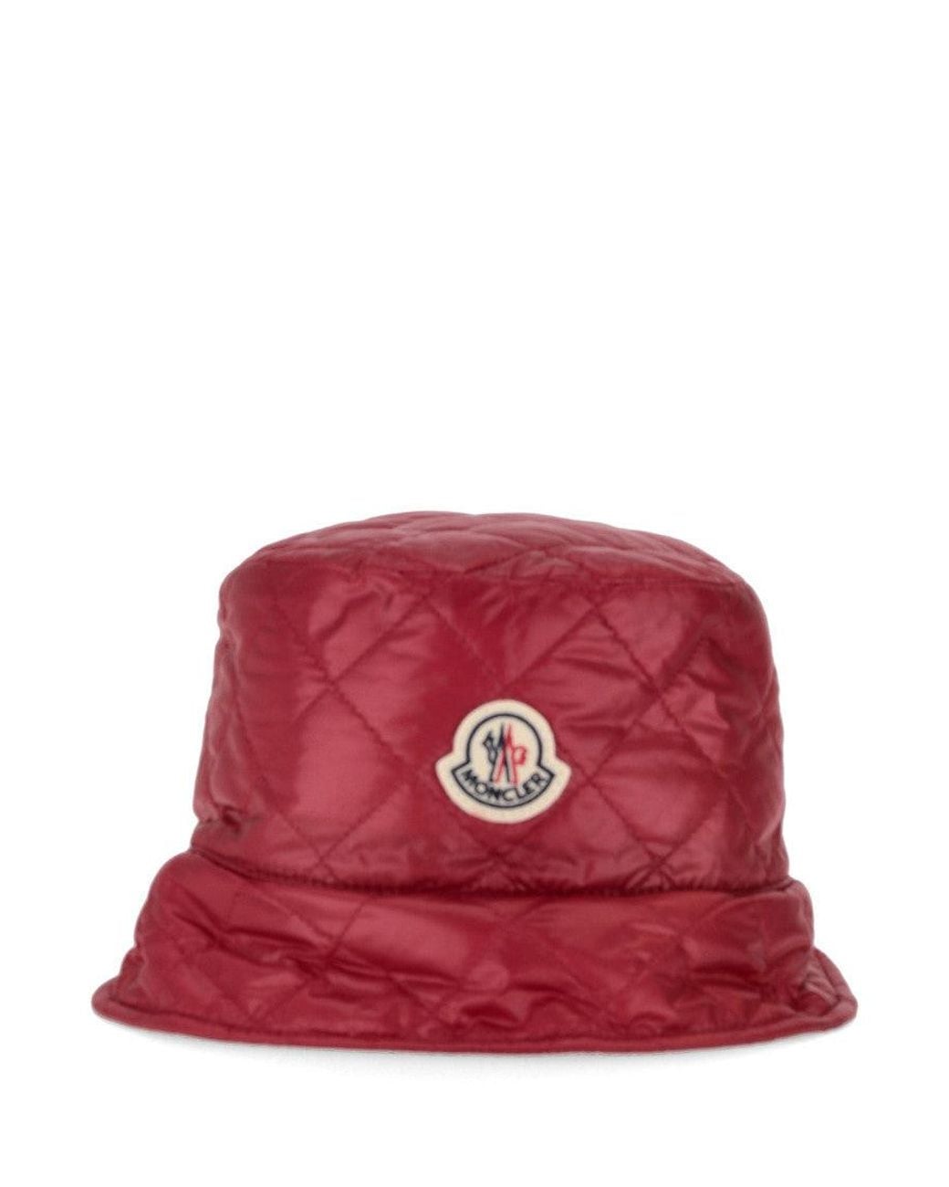 Moncler Red Quilted Bucket Hat
