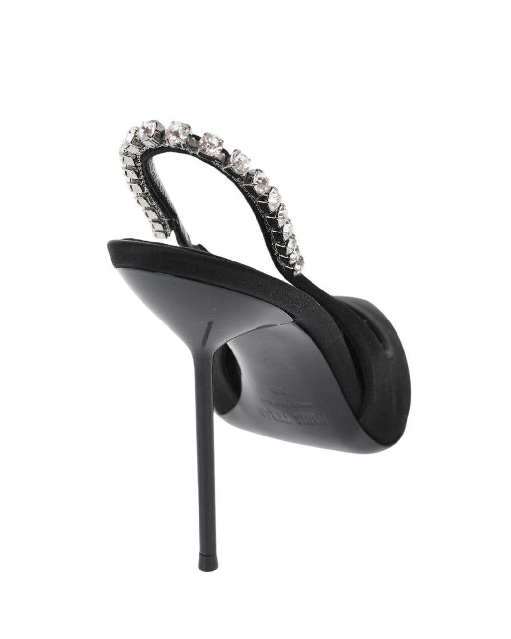 Paris Texas Black Slingback Rhinestone Pumps