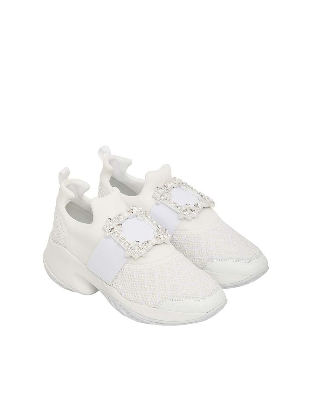 Roger Vivier White Crystal Sneakers