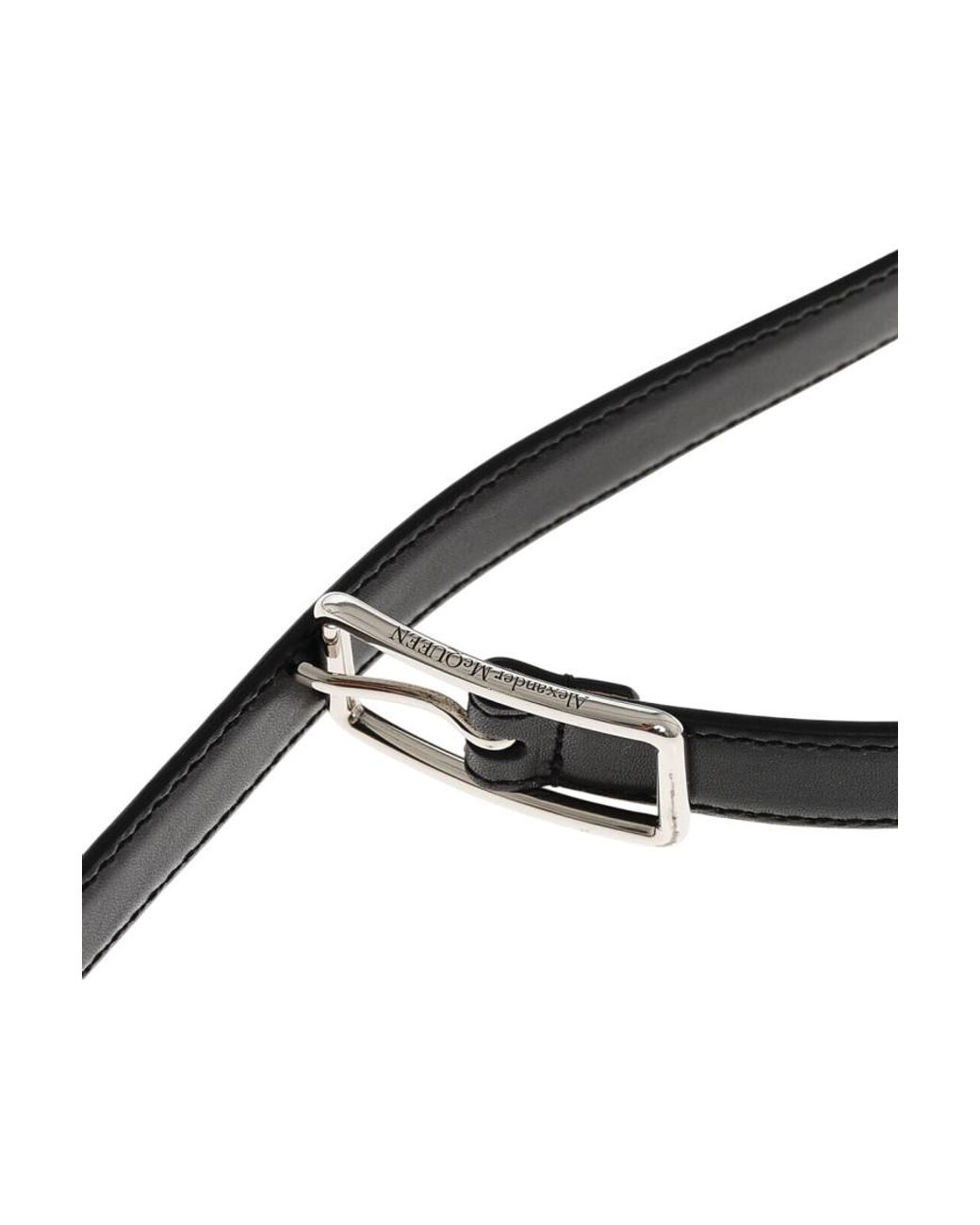 McQueen Black Solid Buckle Belt