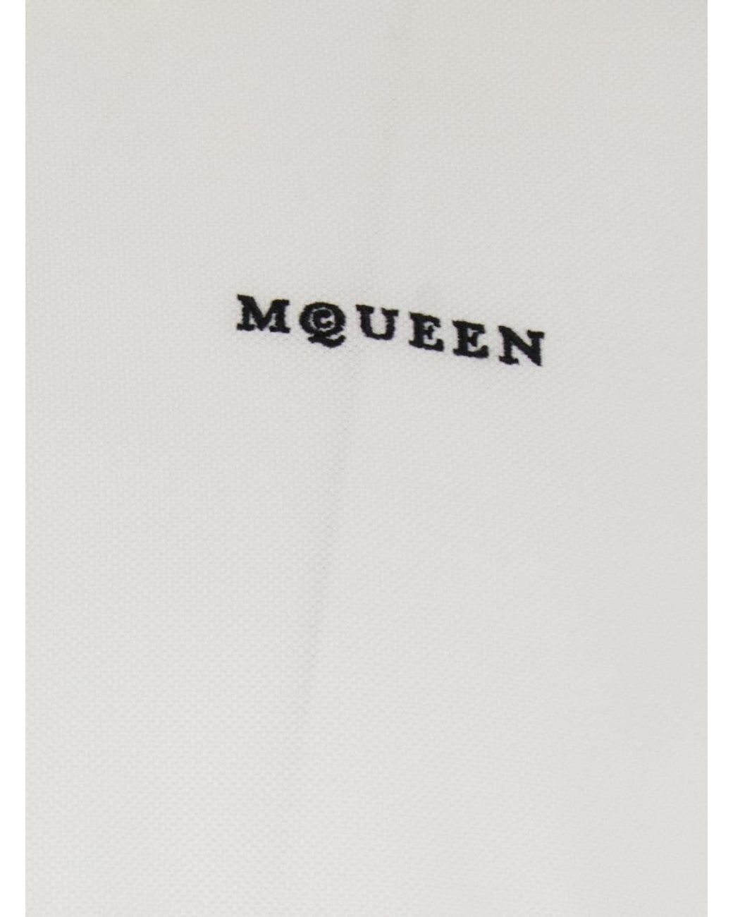 McQueen White Logo Shirt Collar Polo for men