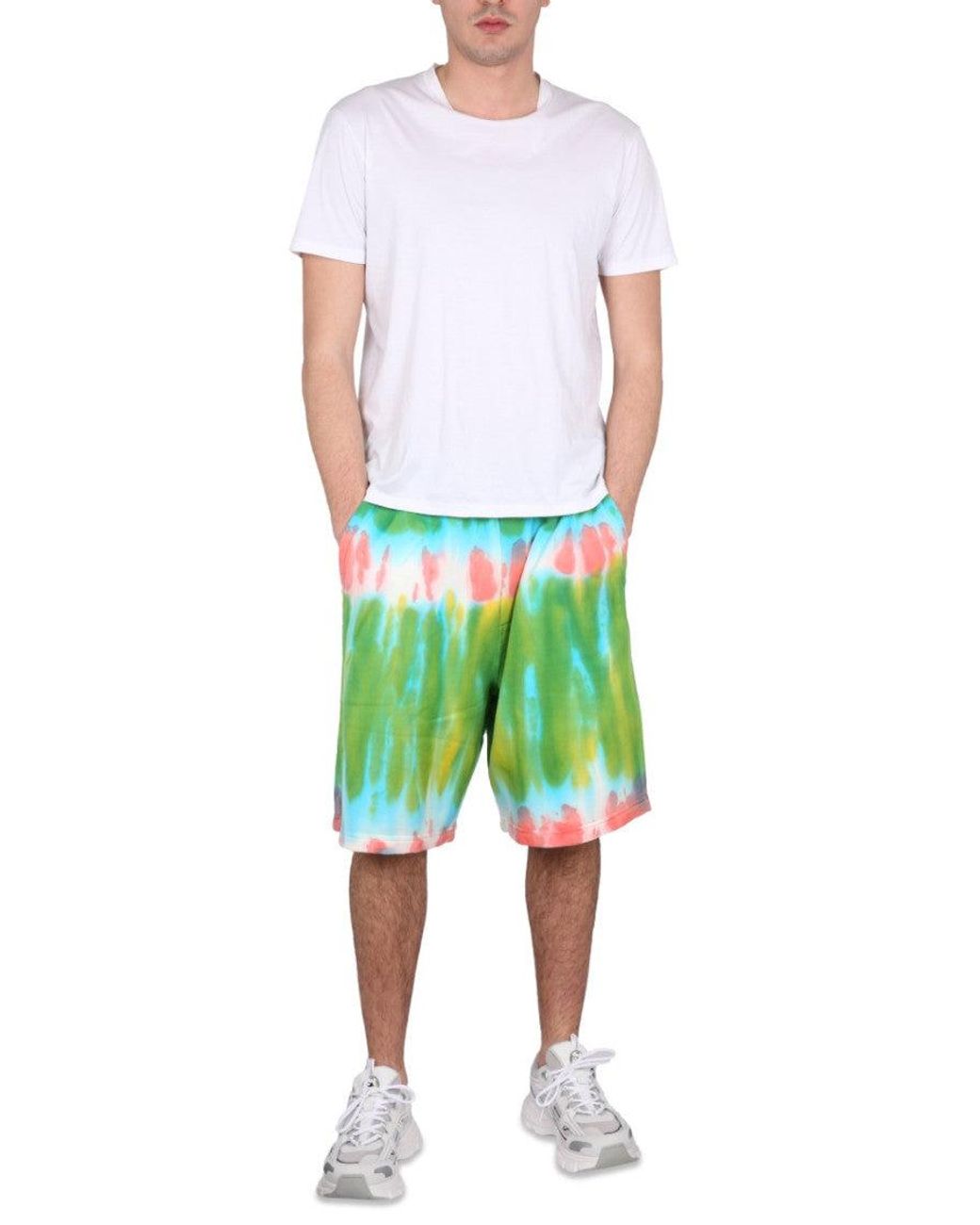 DSquared² Green Bermuda Shorts With Vibrant Tie-Dye Pattern for men