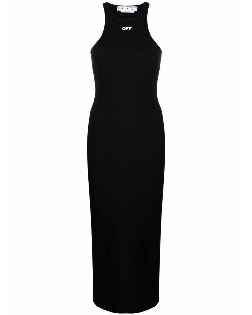 Off-White c/o Virgil Abloh Black Logo Halter Neck Midi Dress