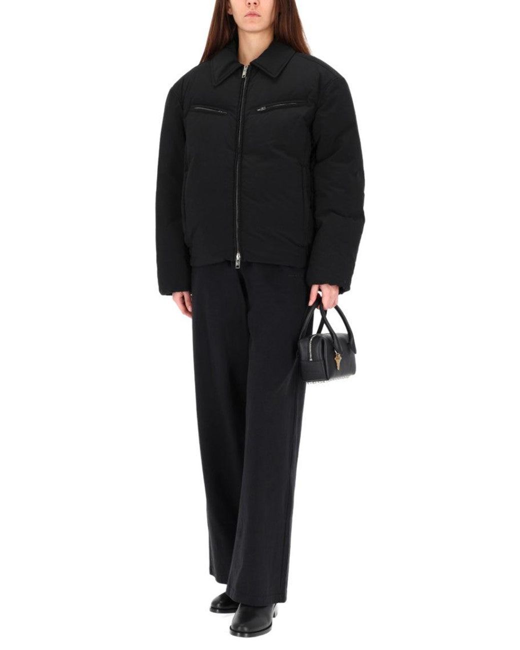 Alexander Wang Black Solid Shirt Collar Jacket