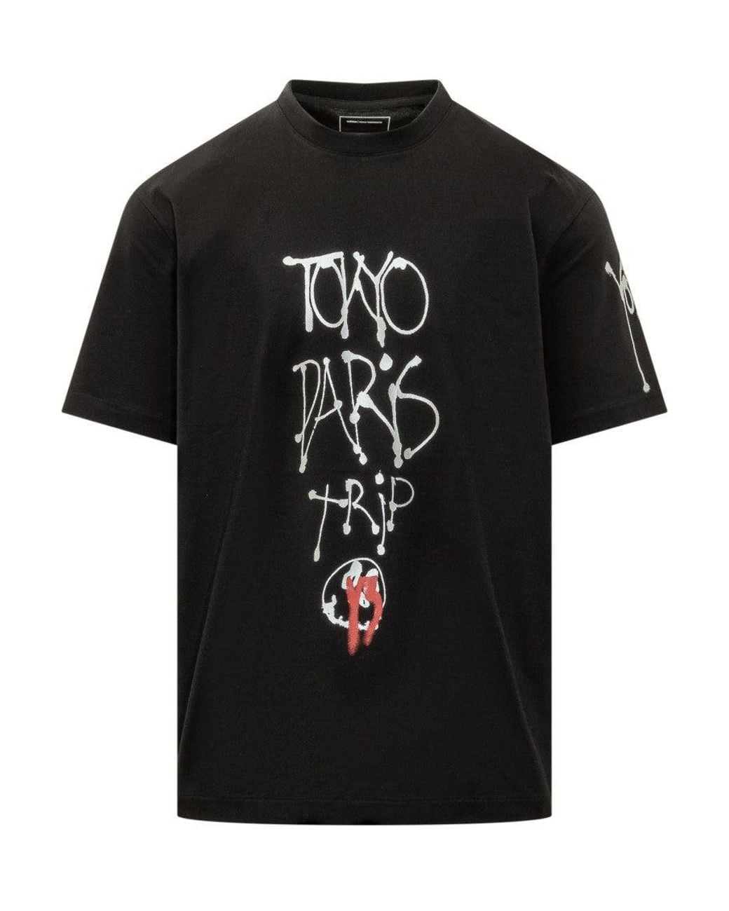 Y-3 Black Graphic Crew Neck T-Shirt for men