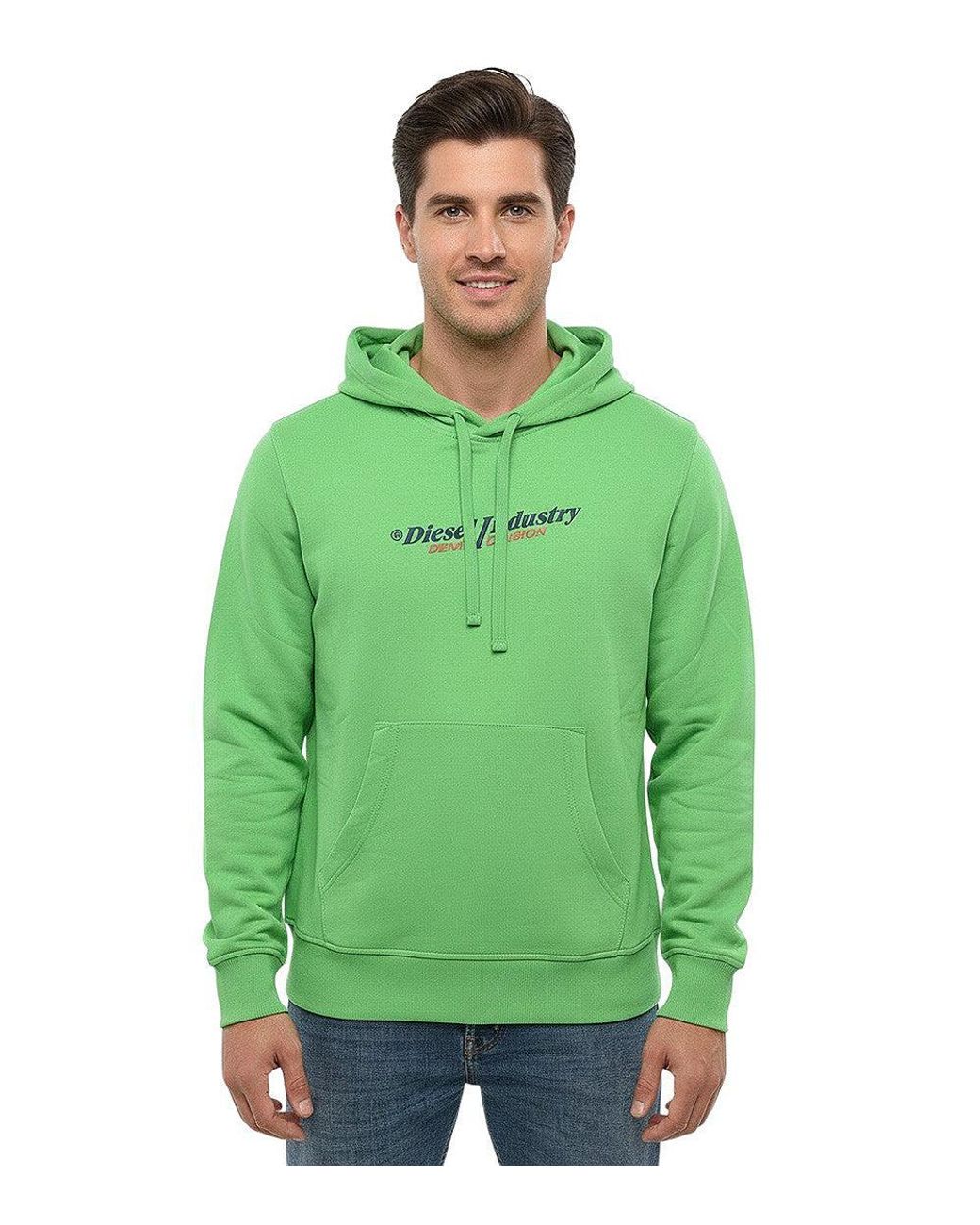 DIESEL Green Logo Regular Hoodie for men
